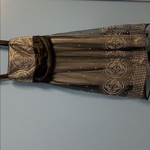 Black/silver semi formal lined tulle dress size 10